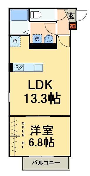GRADUS八千代台II(1LDK/1階)の間取り写真