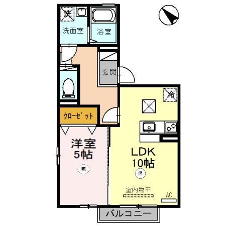 カーサビアンカ(1LDK/1階)の間取り写真