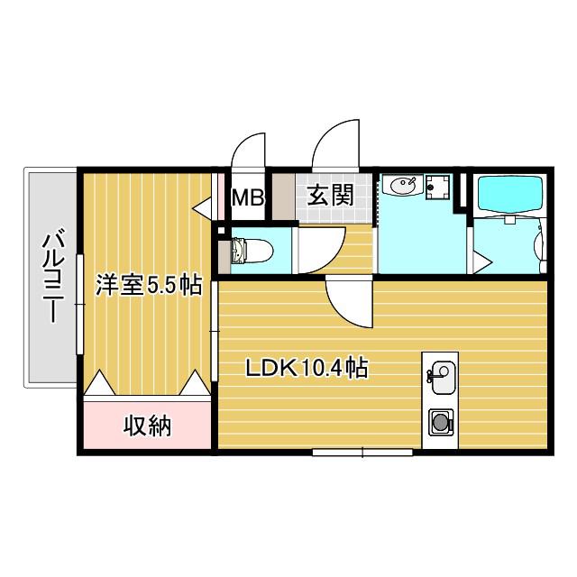 土山ハイツ(1LDK/1階)の間取り写真