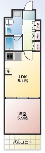 エグゼレジデンスタワー(1LDK/12階)の間取り写真