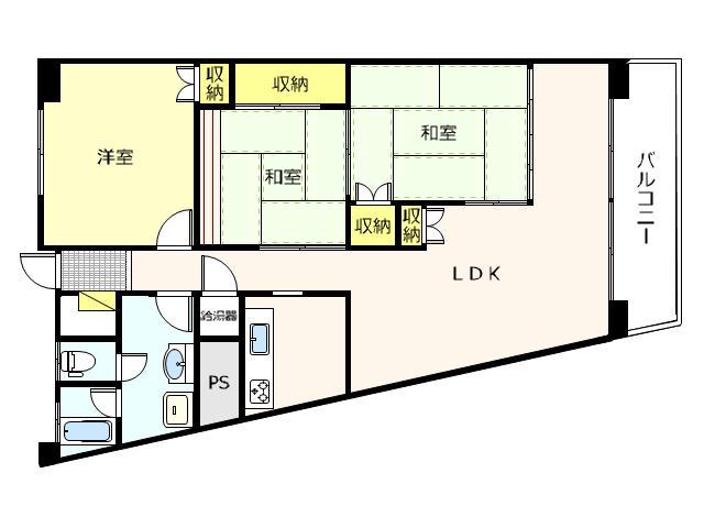 東船橋和光台ハイツ(3LDK/2階)の間取り写真