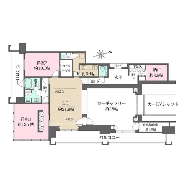 グラングリーン大阪 THE ノース RESIDENCE(2LDK/15階)の間取り写真