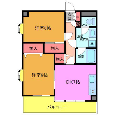 エスポワールマンション(2DK/1階)の間取り写真