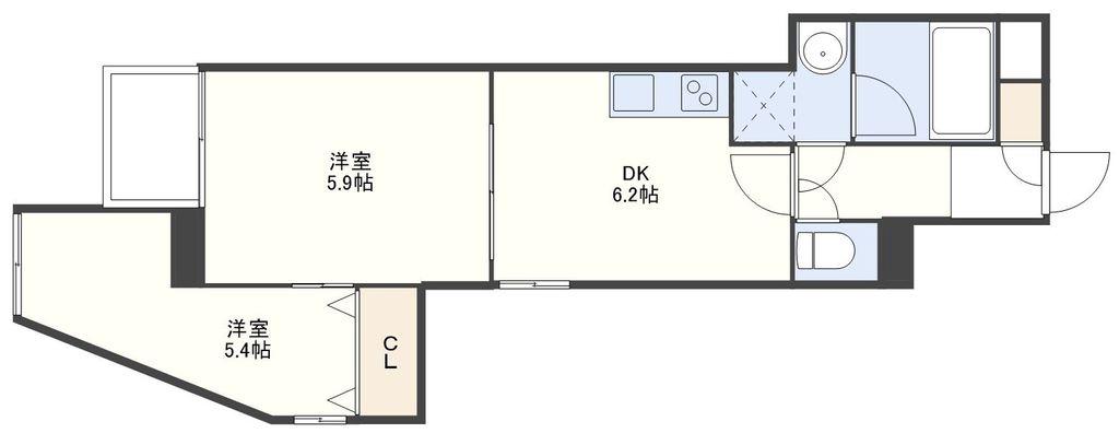 AVVIATO(2DK/5階)の間取り写真