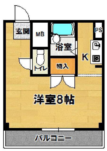 ウイング二の宮(1K/4階)の間取り写真