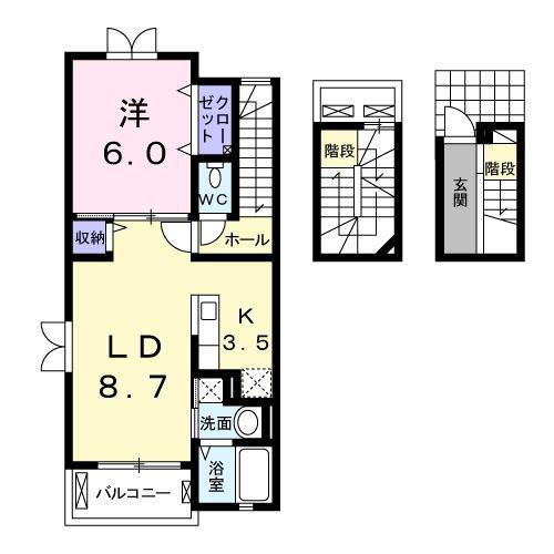 シャルマンヒル(1LDK/3階)の間取り写真