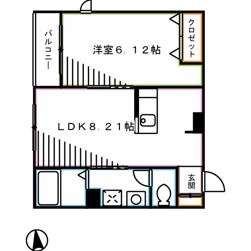 フェザーハイツ(1LDK/1階)の間取り写真