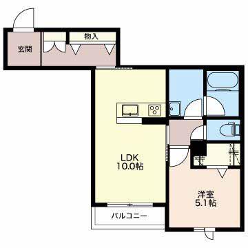 ドリームホームII(1LDK/2階)の間取り写真