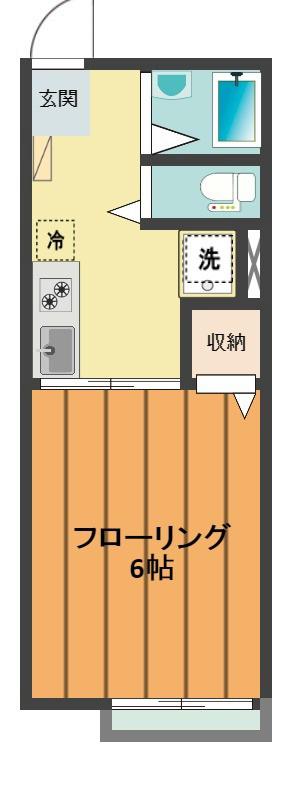 シティハイム ハピネス(1K/2階)の間取り写真