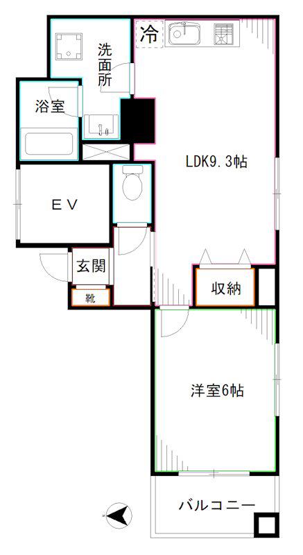 F-STAGE中野(1LDK/2階)の間取り写真