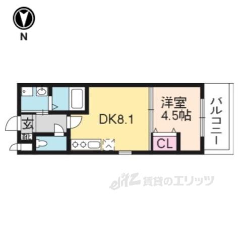 RESIDENCE二条洛中庵(1DK/2階)の間取り写真