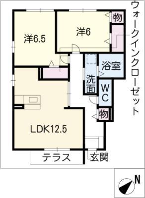 マイタウンハウスC(2LDK/1階)の間取り写真