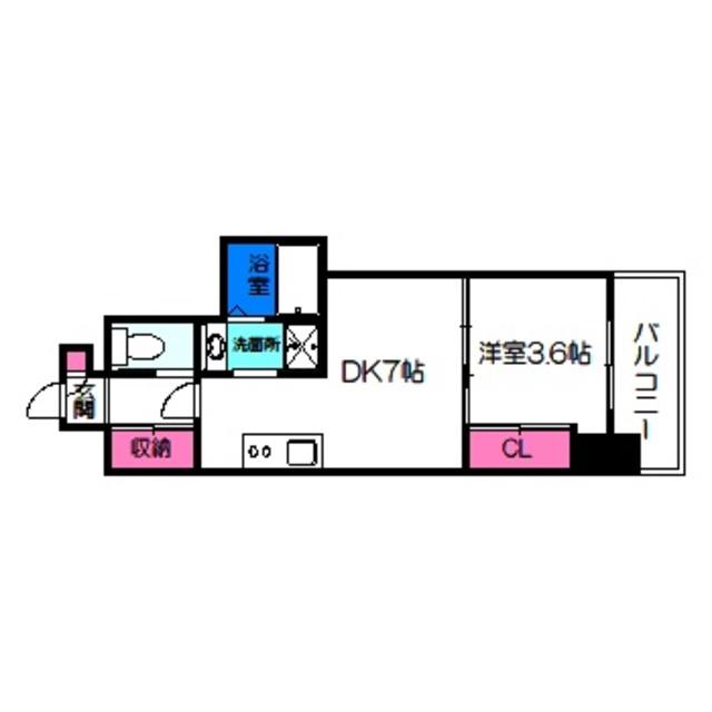 クローバー・ビュー北花田(1DK/12階)の間取り写真