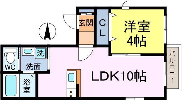 レフュージア(1LDK/2階)の間取り写真