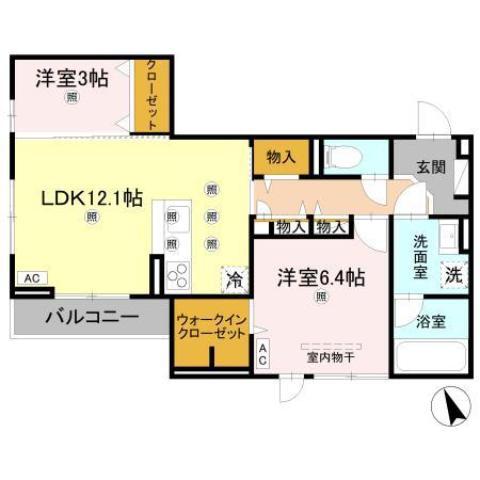 D-RESIDENCE川口3丁目W(2LDK/1階)の間取り写真