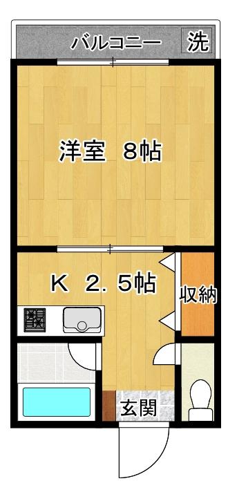 コーポアイリス(1K/1階)の間取り写真