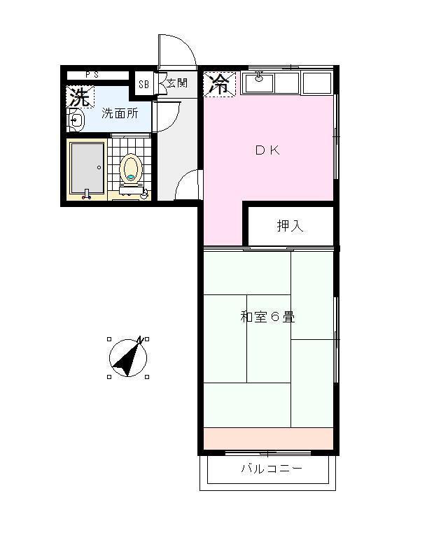 ヒルサイドフラッツ平田(1DK/1階)の間取り写真