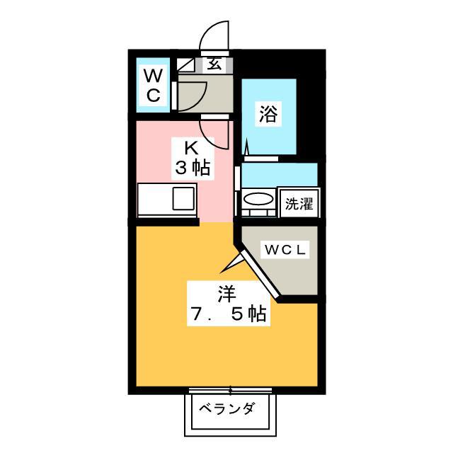 ルシェル(ワンルーム/2階)の間取り写真