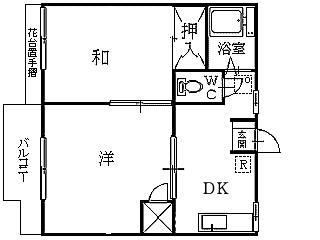 ライブシティα(2K/2階)の間取り写真