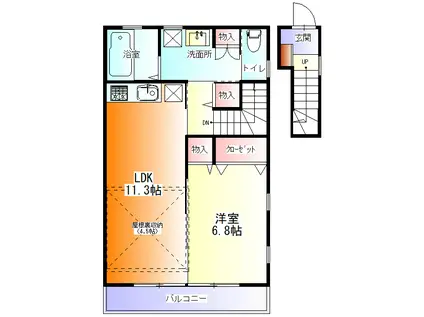 グランシュマンE(1LDK/2階)の間取り写真