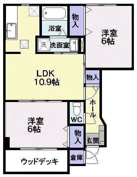 さくらヶ丘A棟(2LDK/1階)の間取り写真