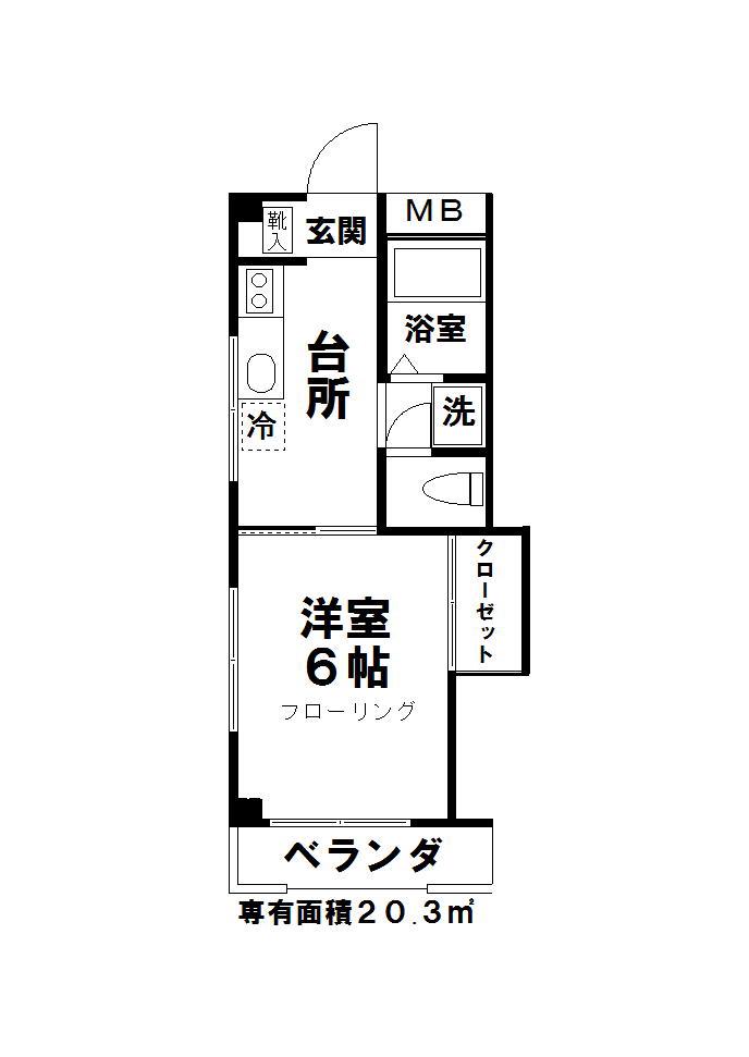 ミドリハイツ(1K/1階)の間取り写真