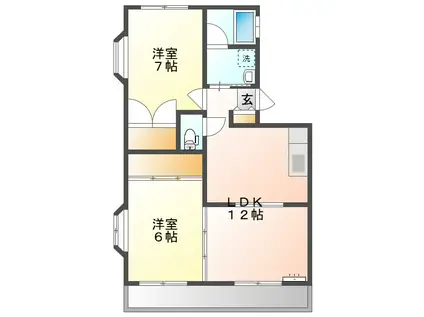 フローラルハイツ(2LDK/1階)の間取り写真