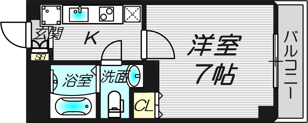 キンダーホープ若葉(1K/1階)の間取り写真