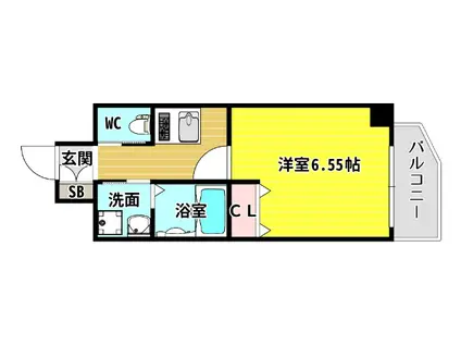 クローバー・グランツ弁天町(1K/14階)の間取り写真