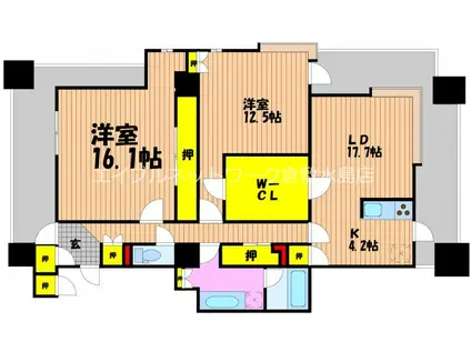 LA MIA CASA(2LDK/10階)の間取り写真