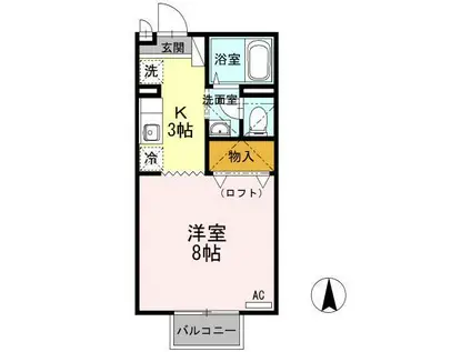 SEJOURキャラ(1K/2階)の間取り写真