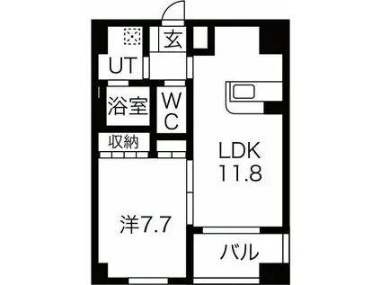 エスライフ浄水駅前(1LDK/6階)の間取り写真
