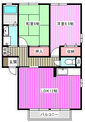 ラフィーネ結崎B棟(2LDK/1階)の間取り写真