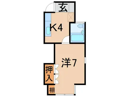 カーサもとうち(1K/2階)の間取り写真