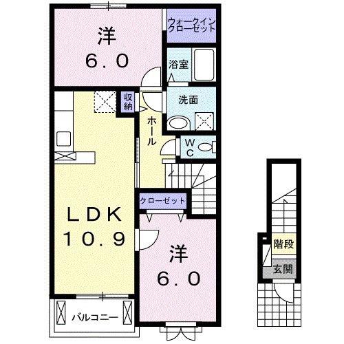 カーサフィオーレII(2LDK/2階)の間取り写真