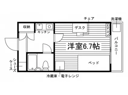 クレイン山里(1K/2階)の間取り写真