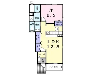 ソレアード (1LDK/1階)の間取り写真