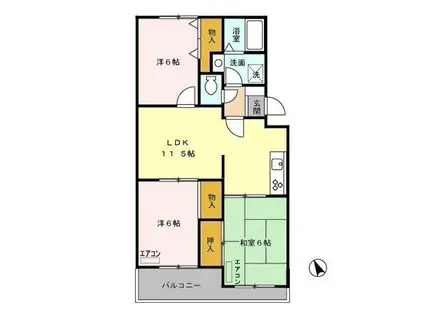 ヴァンベール神山I(3LDK/3階)の間取り写真