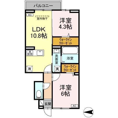 D-RESIDENCE・M川北(2LDK/1階)の間取り写真
