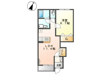 ビビエンダ(1LDK/1階)の間取り写真