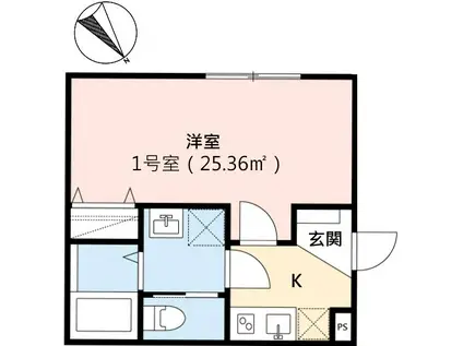 CRECIA薬円台(1K/1階)の間取り写真