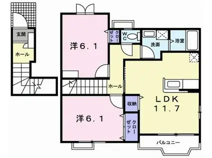 モーニンググローリーII(2LDK/2階)の間取り写真