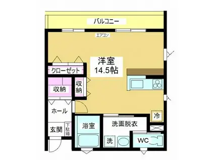 アヴィル旭町II(ワンルーム/2階)の間取り写真