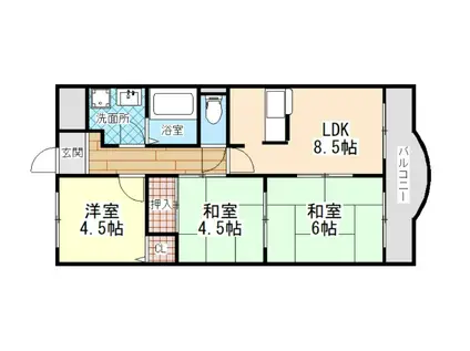 サンプラザ神楽(3LDK/3階)の間取り写真