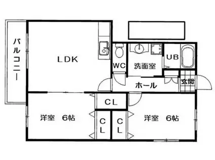 バードランドひめじ壱番館(2LDK/1階)の間取り写真
