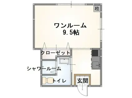 アップルハイツ(ワンルーム/1階)の間取り写真