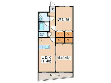 アルカディア・アイル(2LDK/4階)の間取り写真