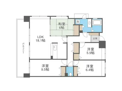 サンジュールステーション貝塚(4LDK/6階)の間取り写真