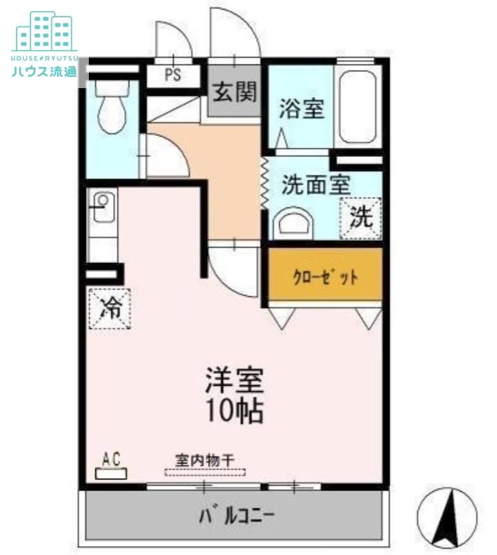 ベイサージュ富の原B(ワンルーム/3階)の間取り写真