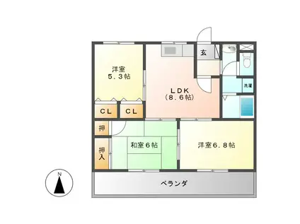 リュミエール(3LDK/1階)の間取り写真
